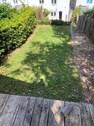 Long narrow garden with both sunny spots and shady areas